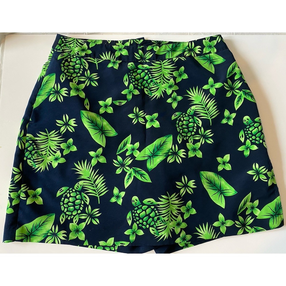 EP Pro Golf Skort Womens Size 8 Navy Green Turtle Botanical Print Athletic Skirt